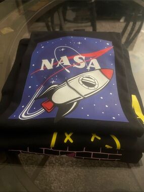 Urban Outfitters Black NASA Rocket Graphic Tee